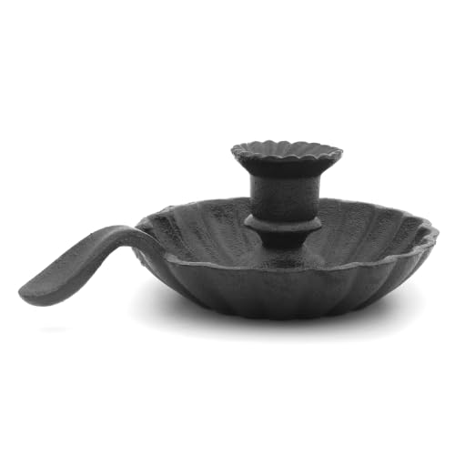 Cast Iron Candle Holder with Handle – Black