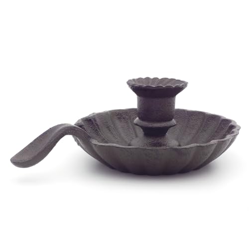 Cast Iron Candle Holder with Handle – Brown