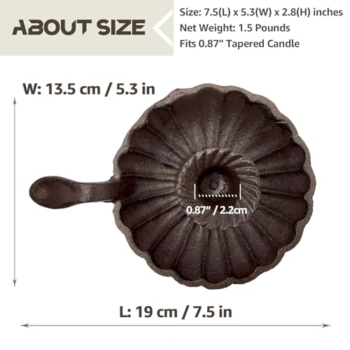 Cast Iron Candle Holder with Handle – Brown