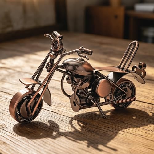 Handmade Metal Motorcycle Model – Retro Desk Decor