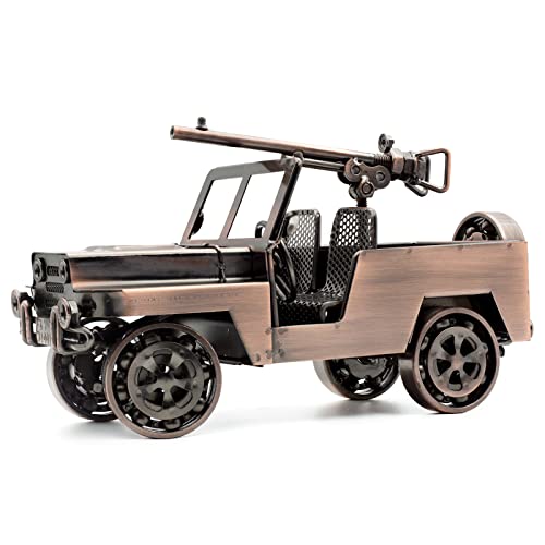 Handmade Military Vehicle Sculpture – Vintage Army Decor