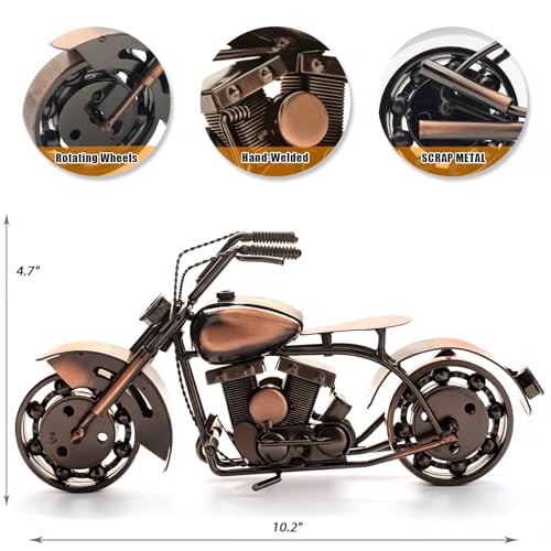 Vintage Metal Motorcycle Figurine for Biker Gifts